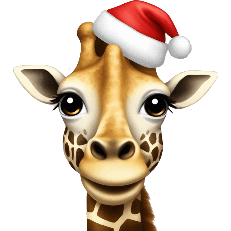 Giraffe in Santa hat emoji