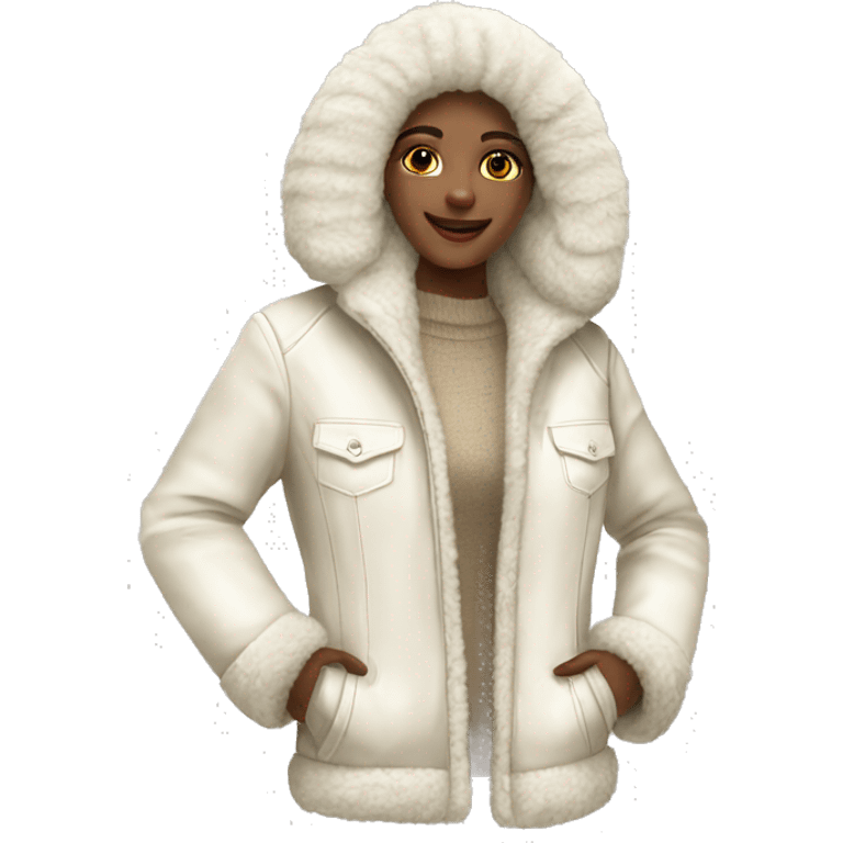 character woman -clothing IVORY FAUX FUR SHEARING JACKET emoji