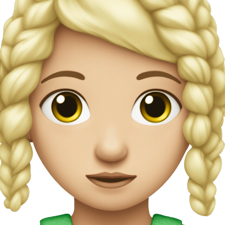 niña rubia con ojos verdes y piel muyy blanca, gran sonri emoji