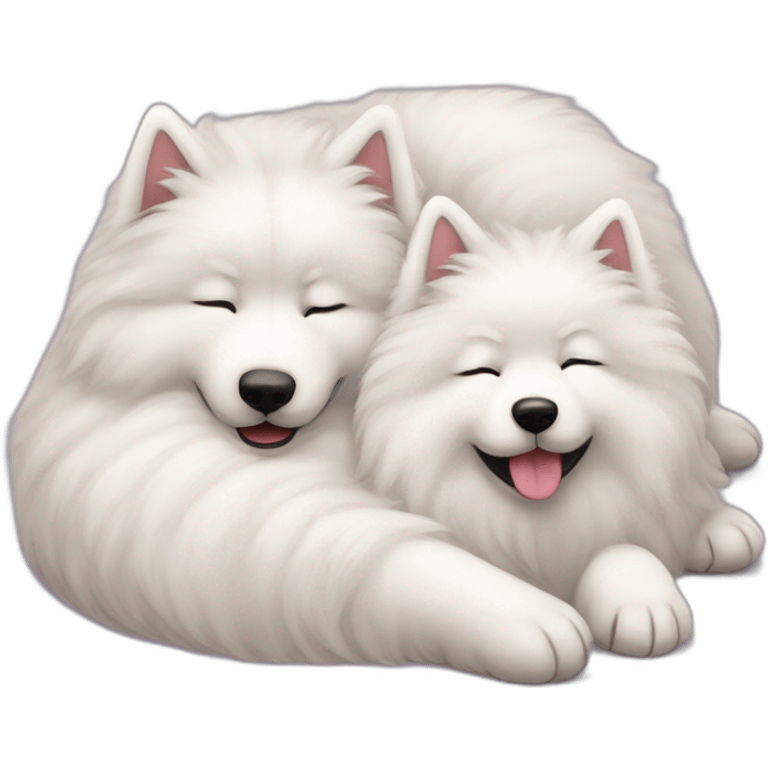 two-samoyeds-cuddle-sleep emoji