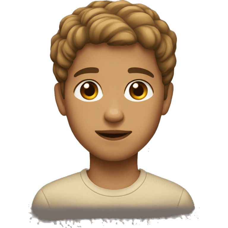 a emoji of a kid brown hear brown eyes light skin emoji