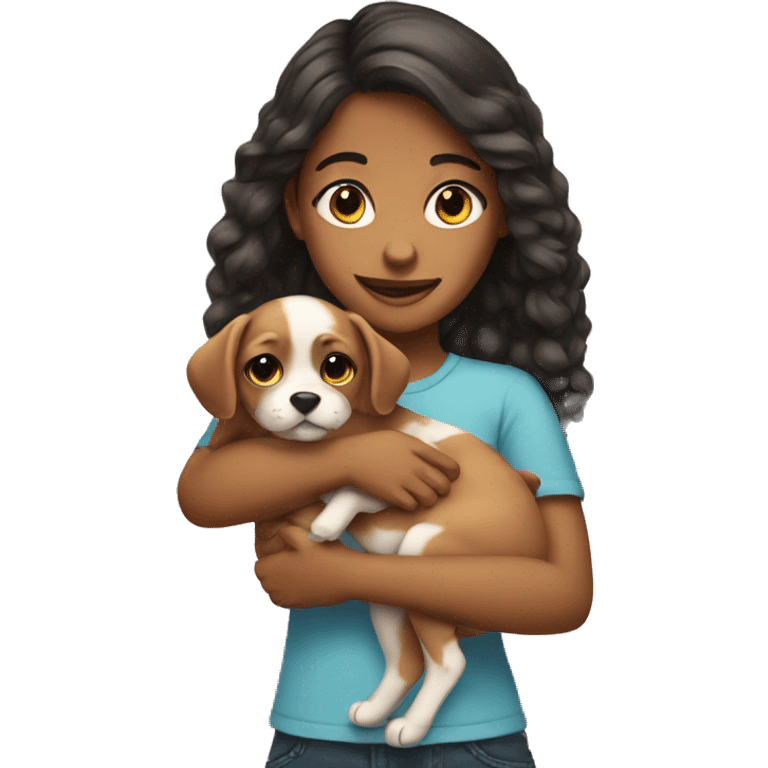 Girl holding puppy emoji