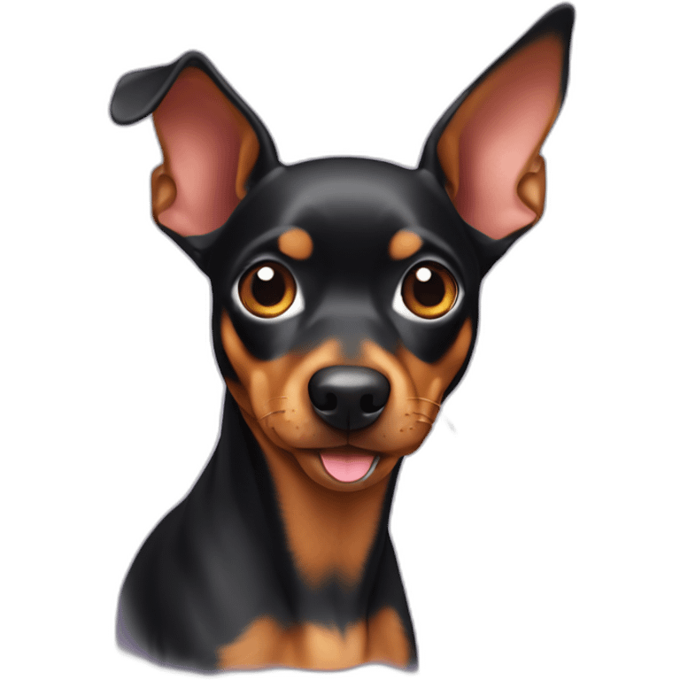 13 year old minature pinscher with piece of left ear missing emoji