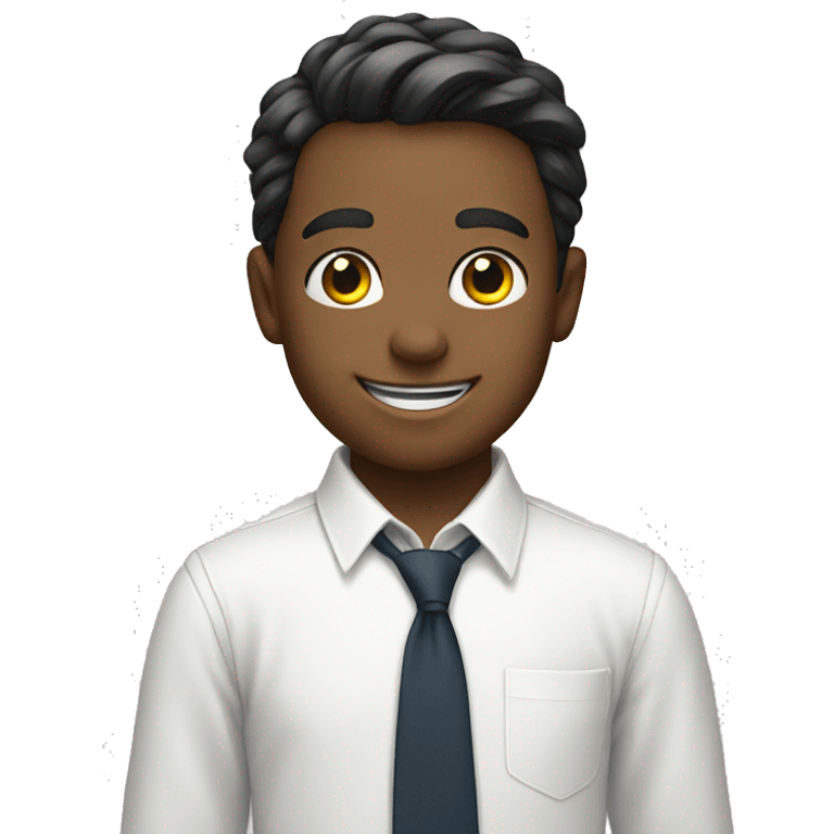 smiling boy in white shirt with tie emoji