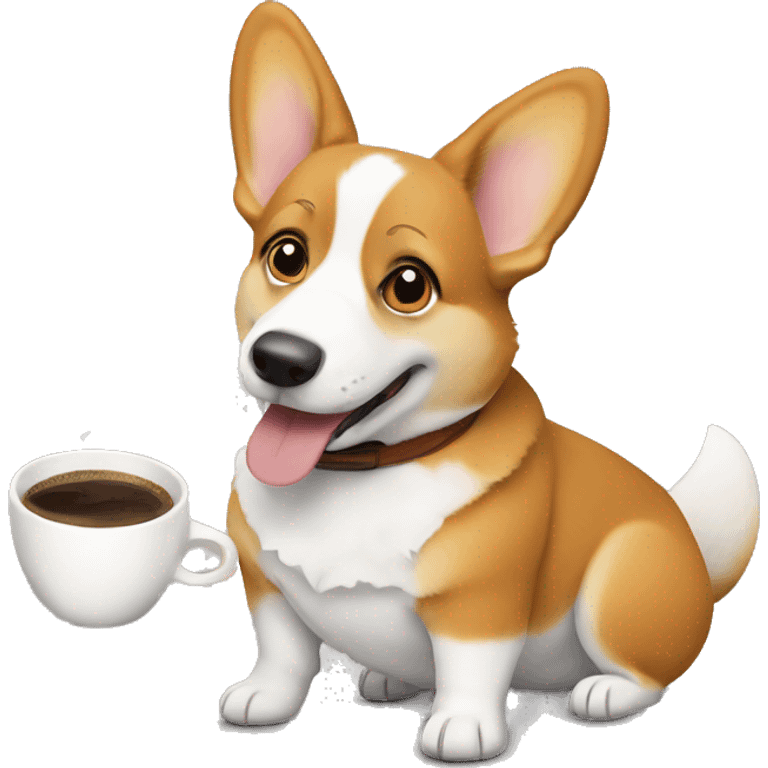 corgi drinks coffee  emoji