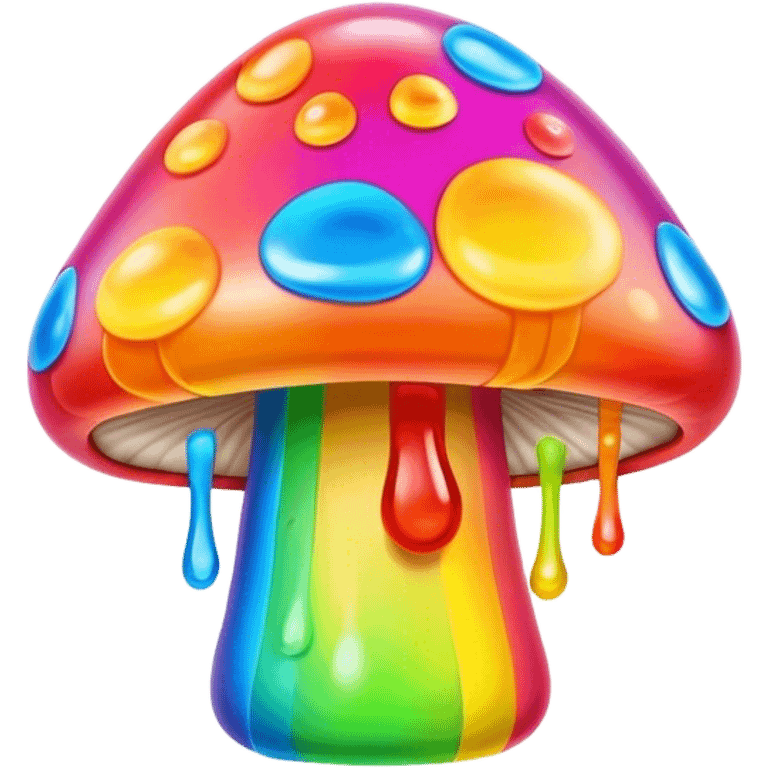 gummy neon rainbow melting mushroom  emoji