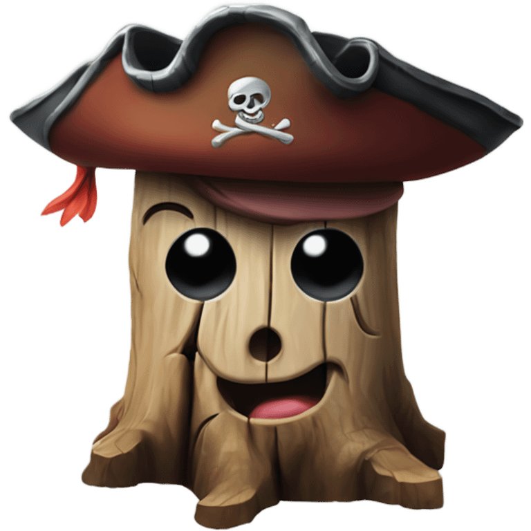 ugly tree stump with a pirate hat emoji