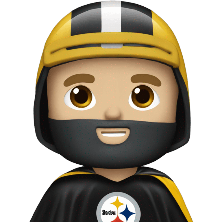 Terry Bradshaw Pittsburgh Steelers player in helmet and uniform with black cape. emoji