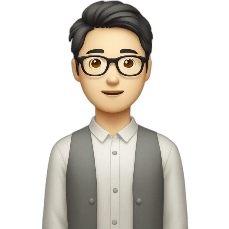 korean guy with glasses and curtain emoji