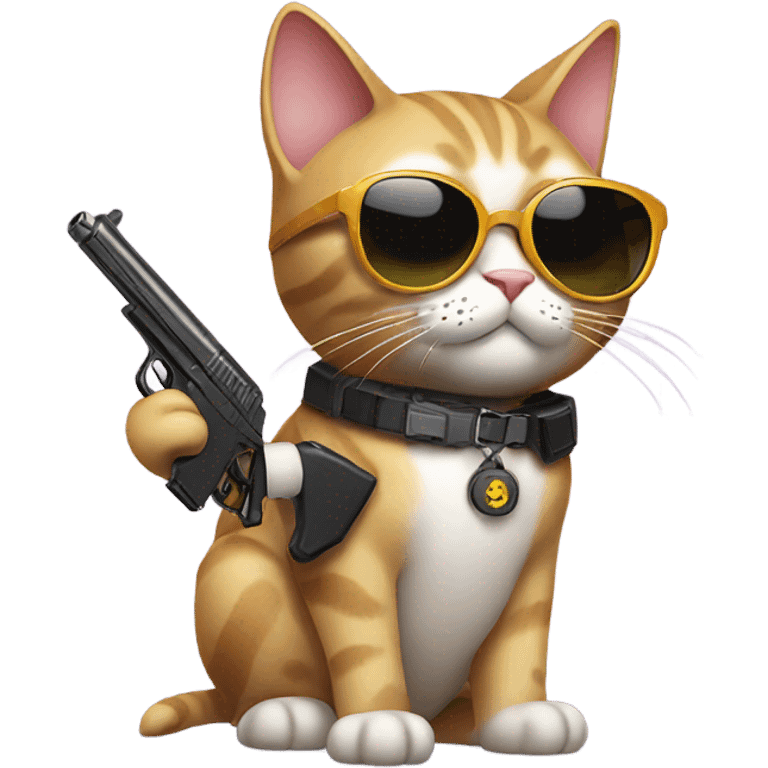 Cat in sunglasses with gun emoji