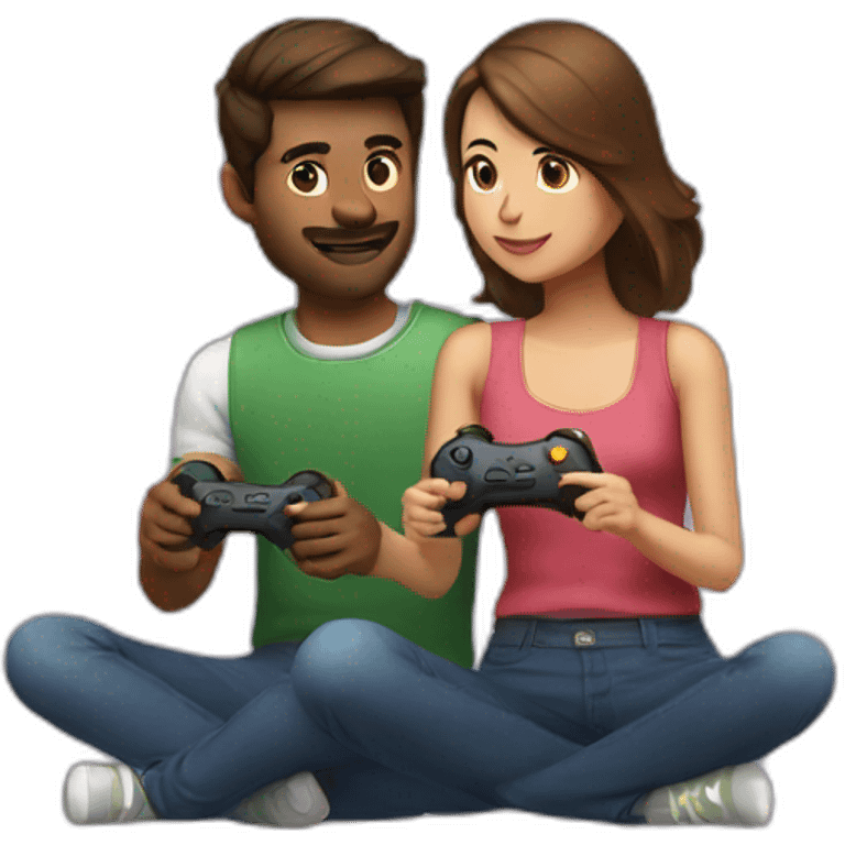 couple playing video game together emoji