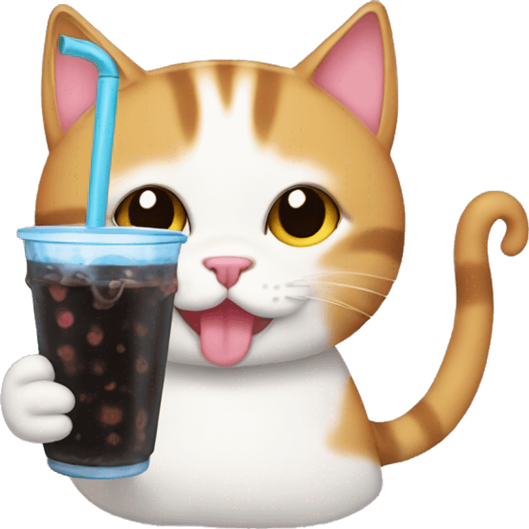 cat drinking boba emoji