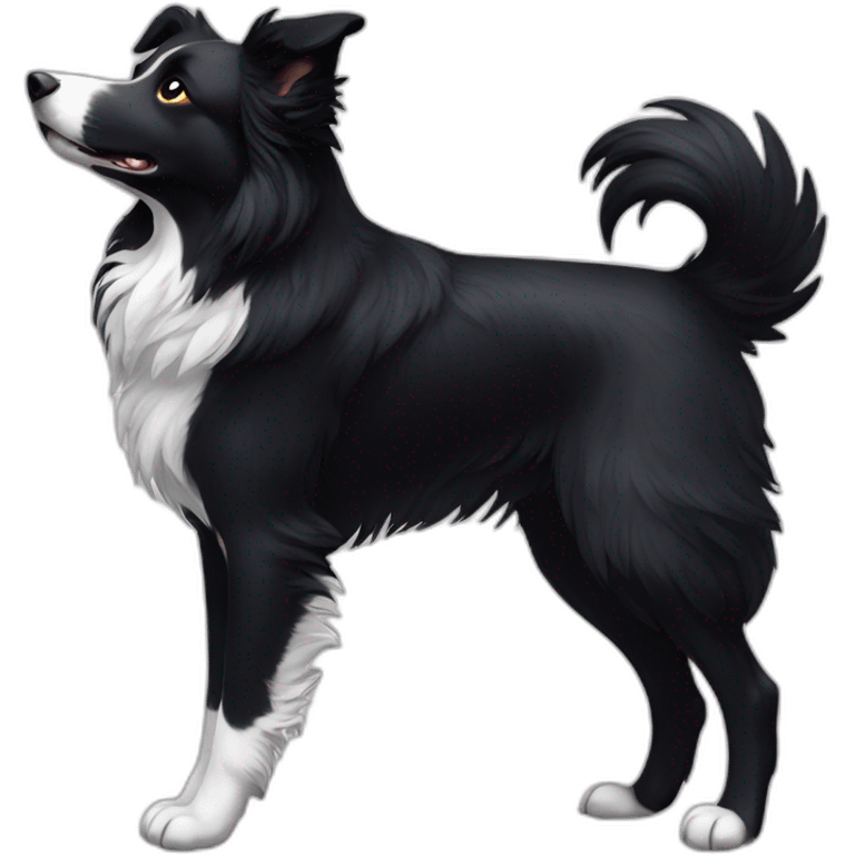 black border collie that looks like a raven emoji