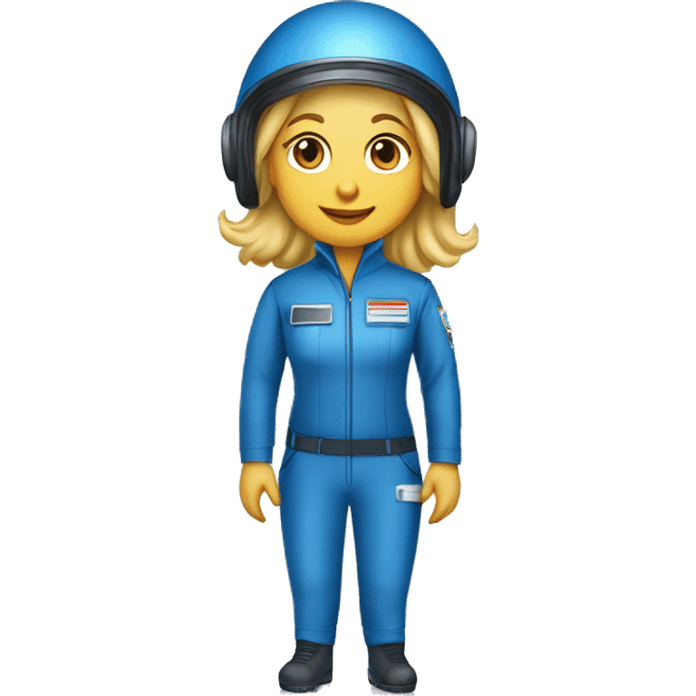 Pretty Honey blonde woman in blue helmet and blue flight jumpsuit  emoji