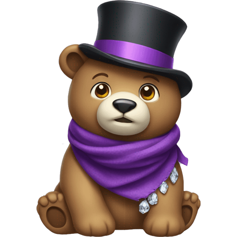 Diamond bear wearing tophat and purple scarf  emoji