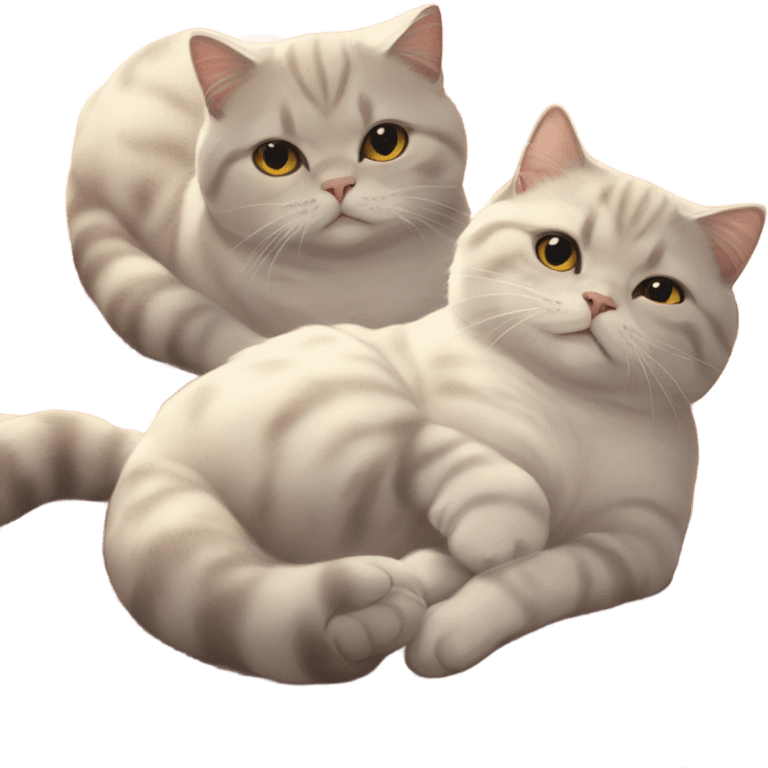 2 Scottish fold cats sunbathing  emoji