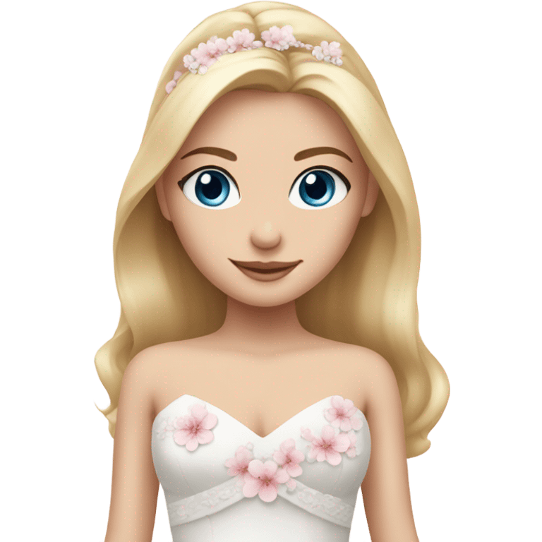 Beautiful finish blonde girl with blue eyes and sakura wedding dress emoji