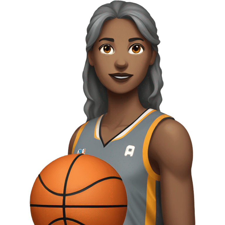 Grey wolf and female basketball grey uniform player number 0 emoji