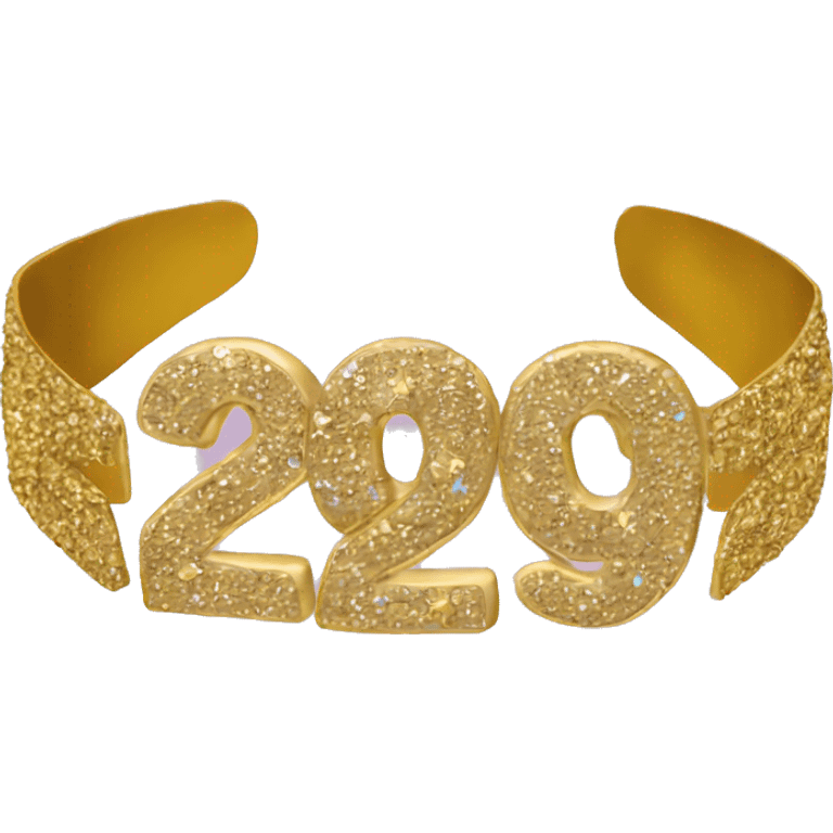 A gold headband with 2025 attached to the top of the headband no person emoji