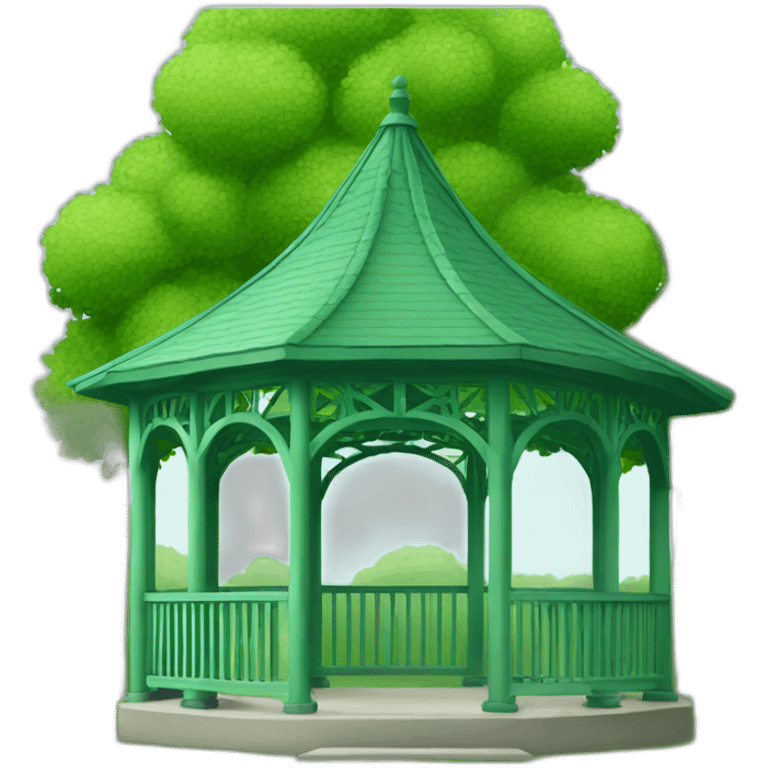 Green gazebo next to ash tree emoji