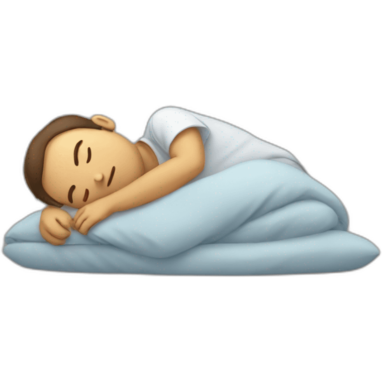 Men sleeping driming about a hug emoji