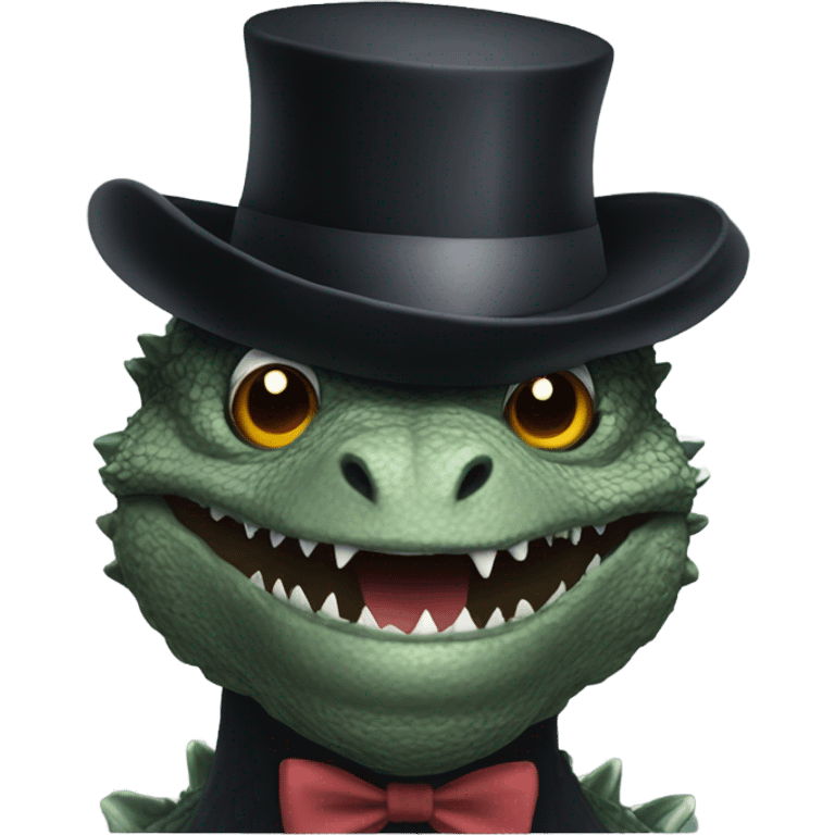 Godzilla with a top hat emoji