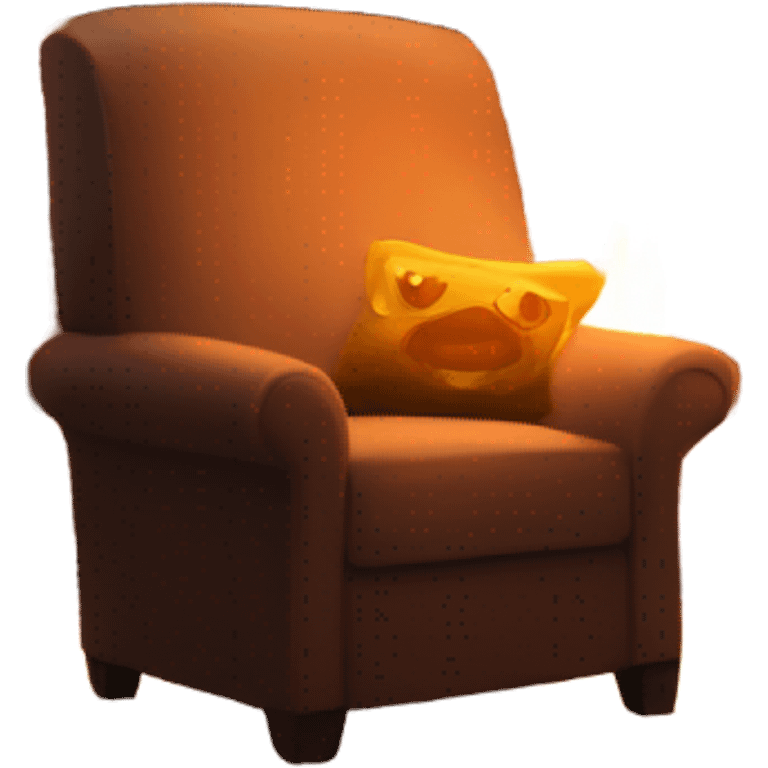 Cozy library lit by firelight  emoji