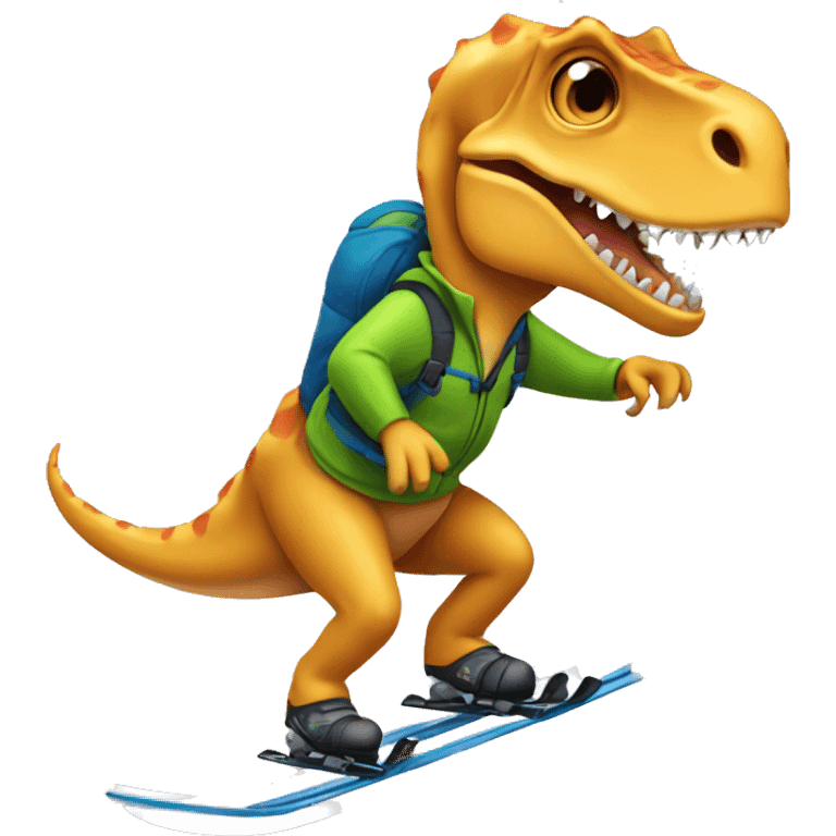 dinosaur, downhill skiing, cartoon, emoji, transparent background emoji