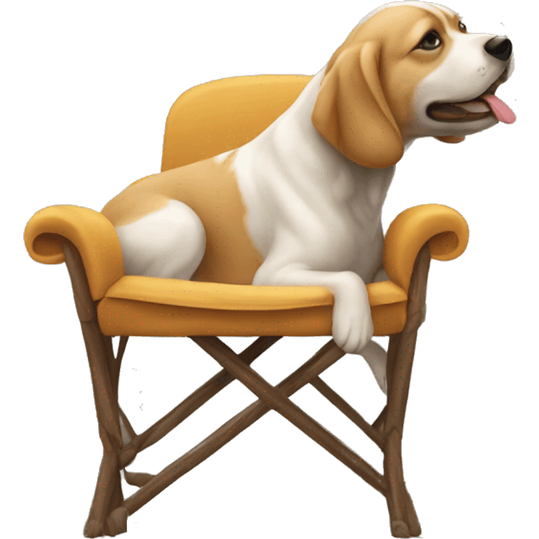 Chien qui mange sur une chaise emoji