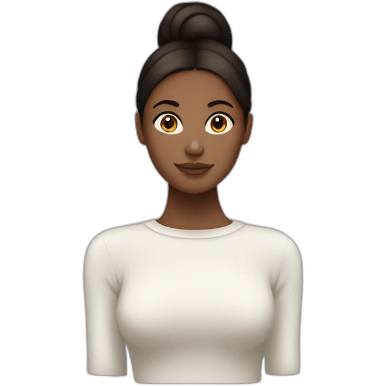 Femme au cheveux lisse marron et à la peau blanche qui porte un pull noir emoji