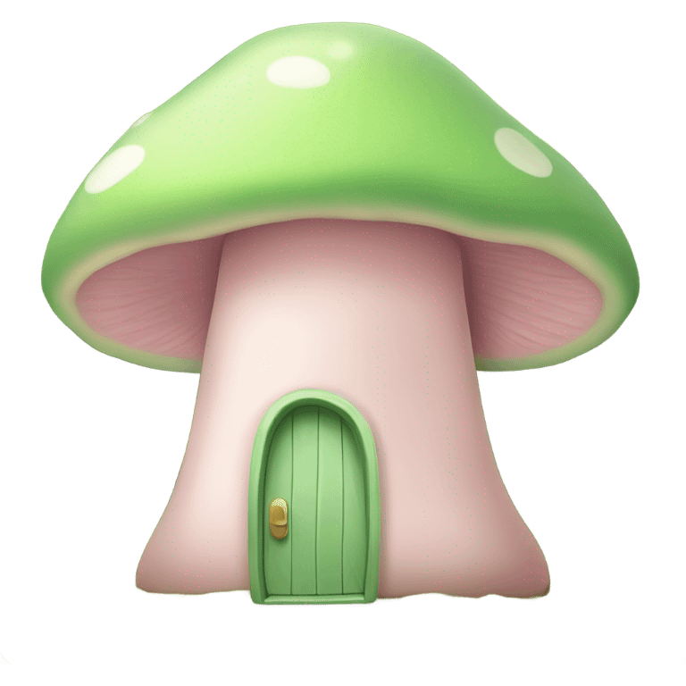 Light pastel pink mushroom house green moss emoji