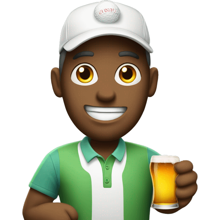 Golfing with a beer emoji