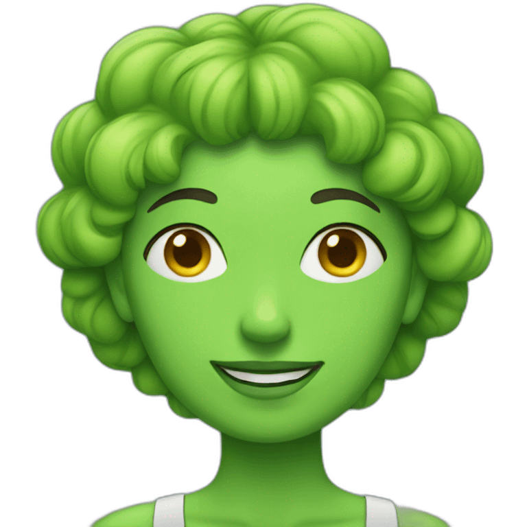 green woman holding three stars emoji