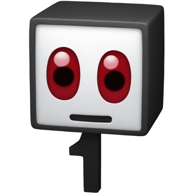 Numberblock 1 with one eye dark red limbs and a number 1 on the top of the head emoji