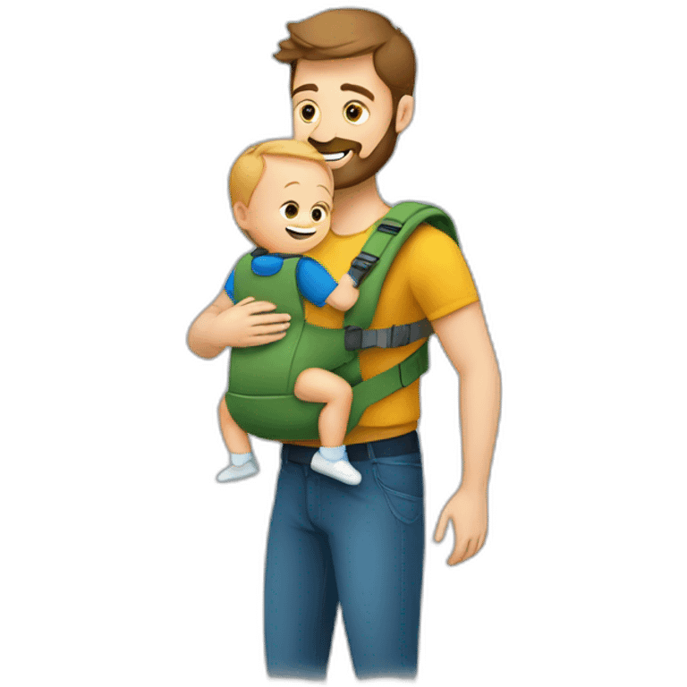 European Babywearing dad with baby ergo carrier emoji