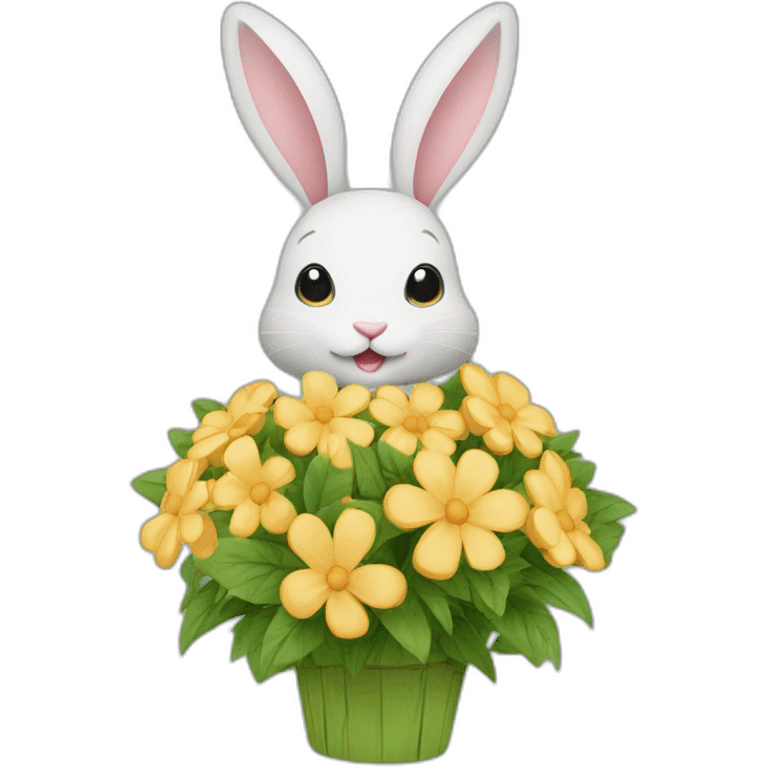 Lapin bouquet de fleurs emoji