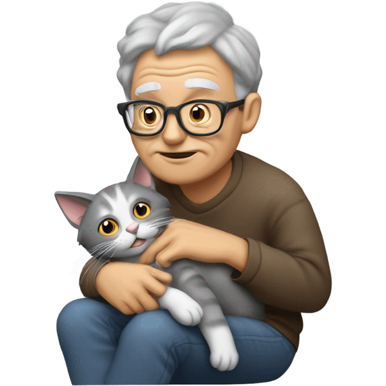 Old cat farting on a man emoji