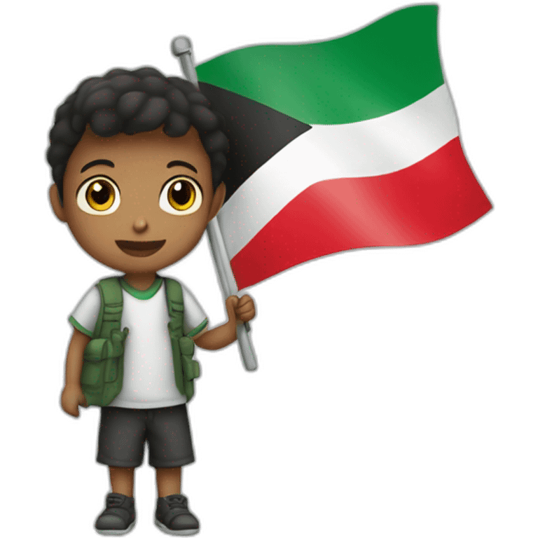 Small boy holding the Palestine flag emoji