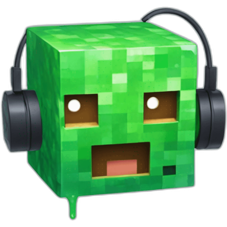 Minecraft Slime wearing a headset emoji