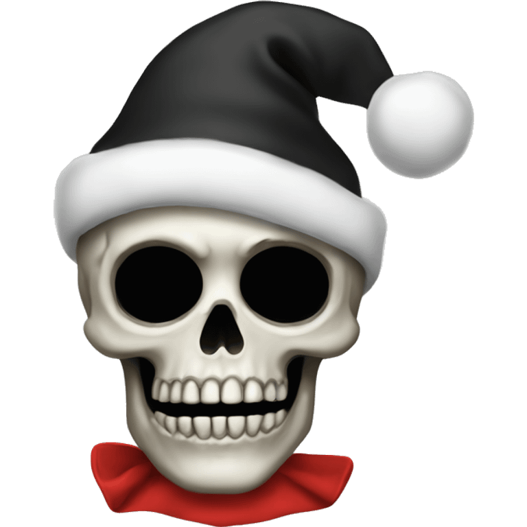 skull wearing black christmas hat emoji