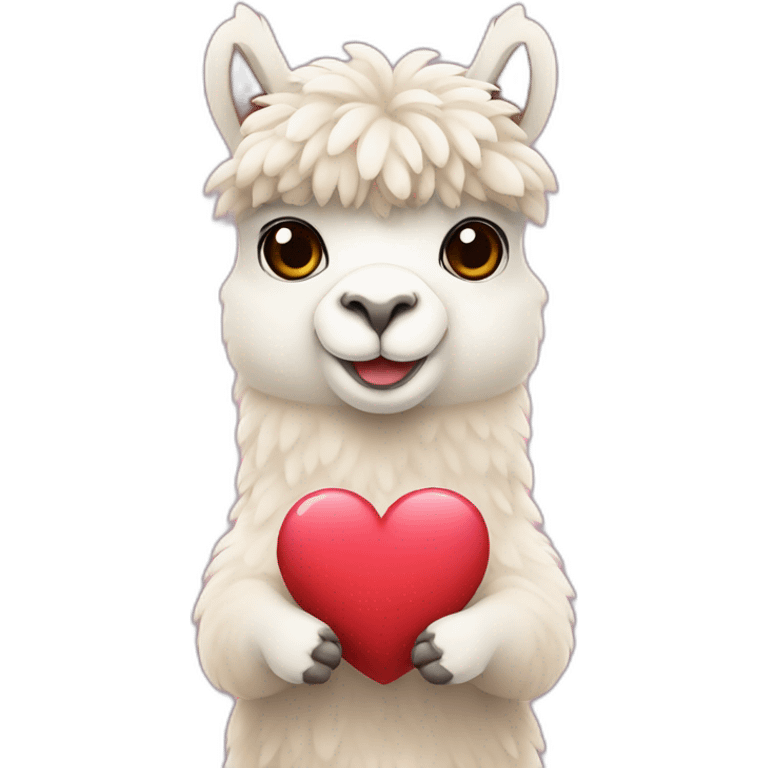 alpaca holding a heart emoji