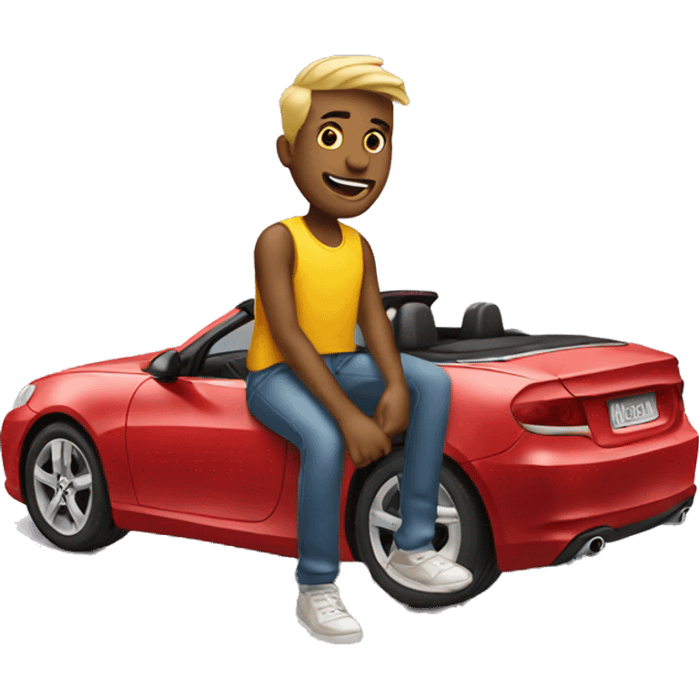 Guy sitting on a convertible  emoji