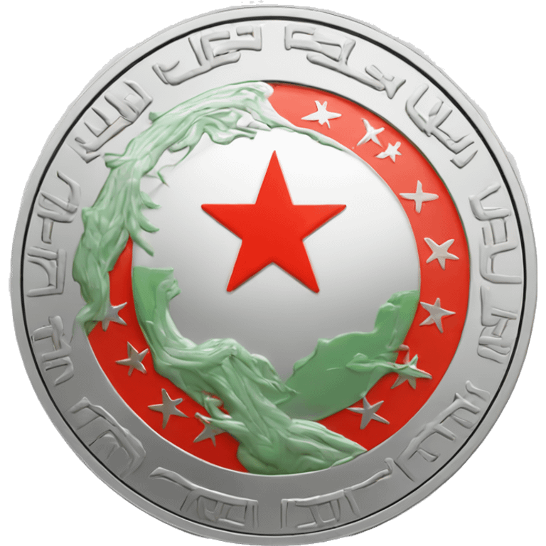 silver coin with the symbol of the chinese flag on it emoji