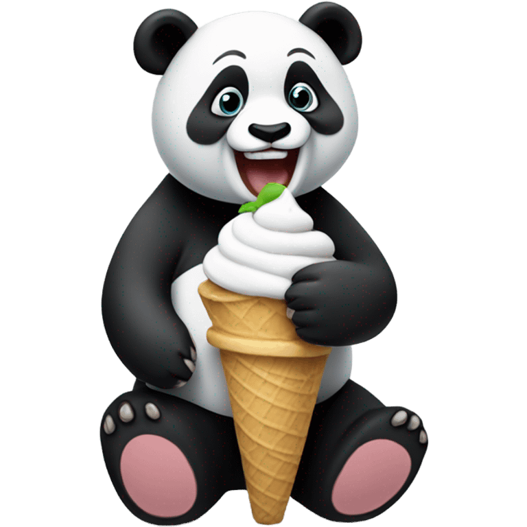 Panda eating ice cream emoji