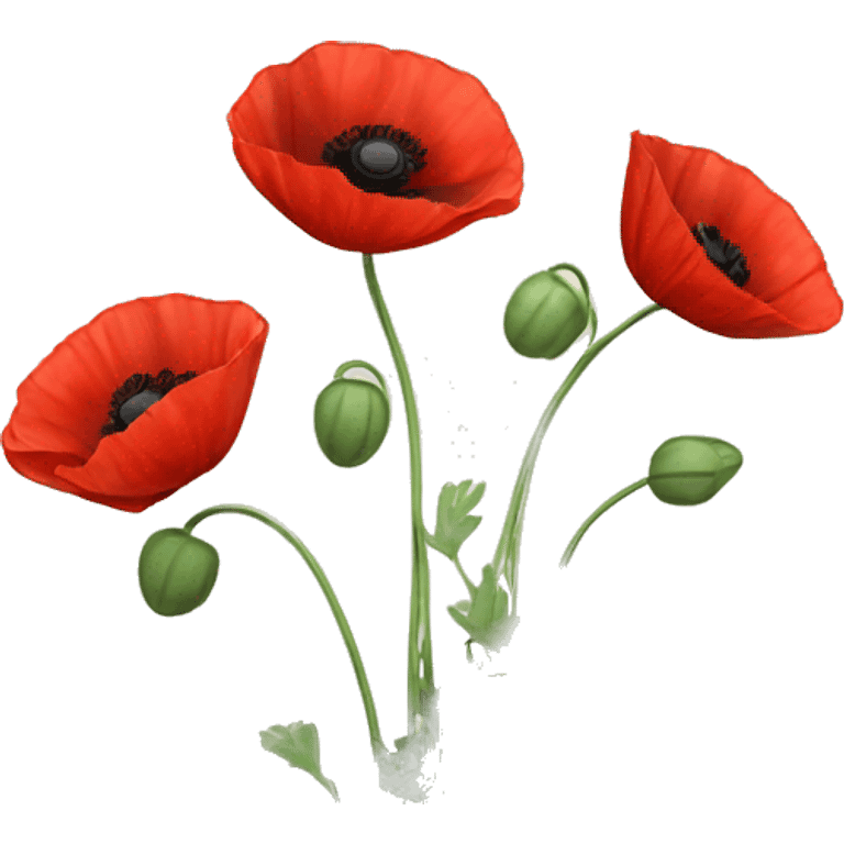 three red poppies with stems emoji