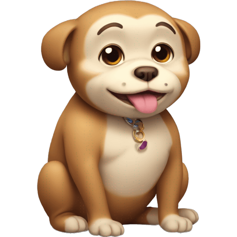 chubby monkey dog with a belly emoji