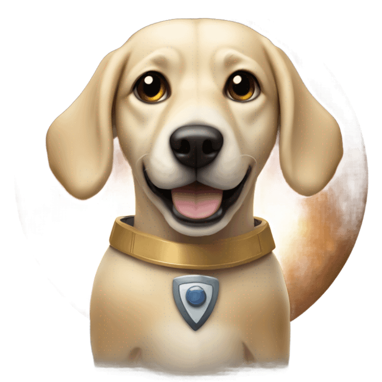 Create me an emoji of a blonde Canaanite dog on a spaceship emoji