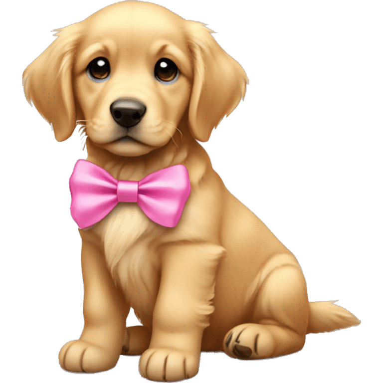 cute golden retriever puppy with pink bow on head emoji