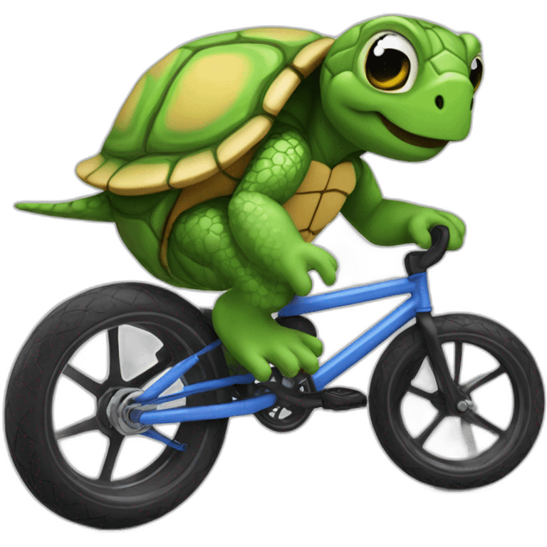 Tortue sur un bmx emoji