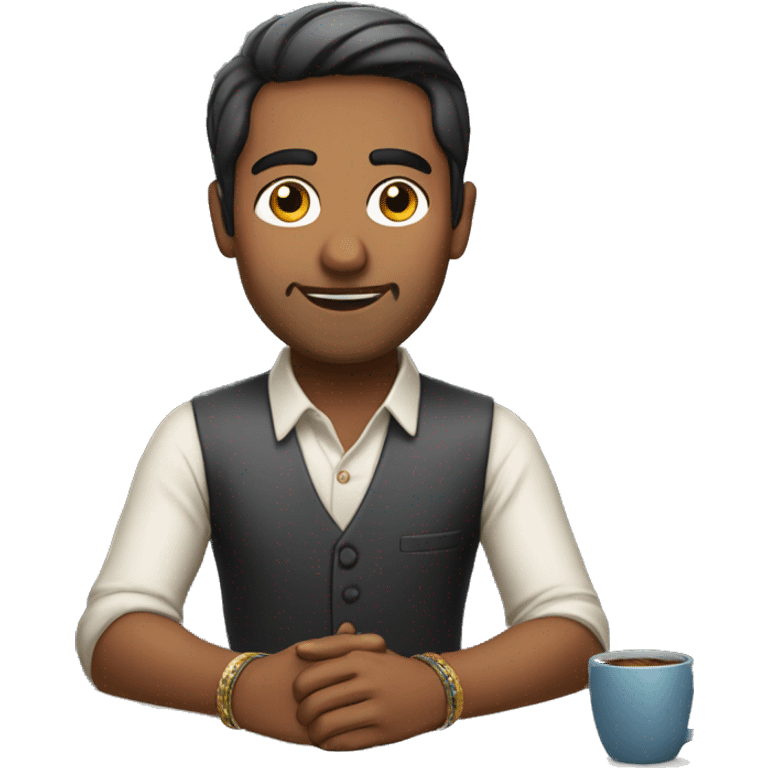 Indian guy sitting at desk  emoji